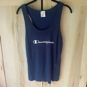 Champion Navy Blue Ribbed Logo Tank Top Modal Cotton Athleisure Workout M